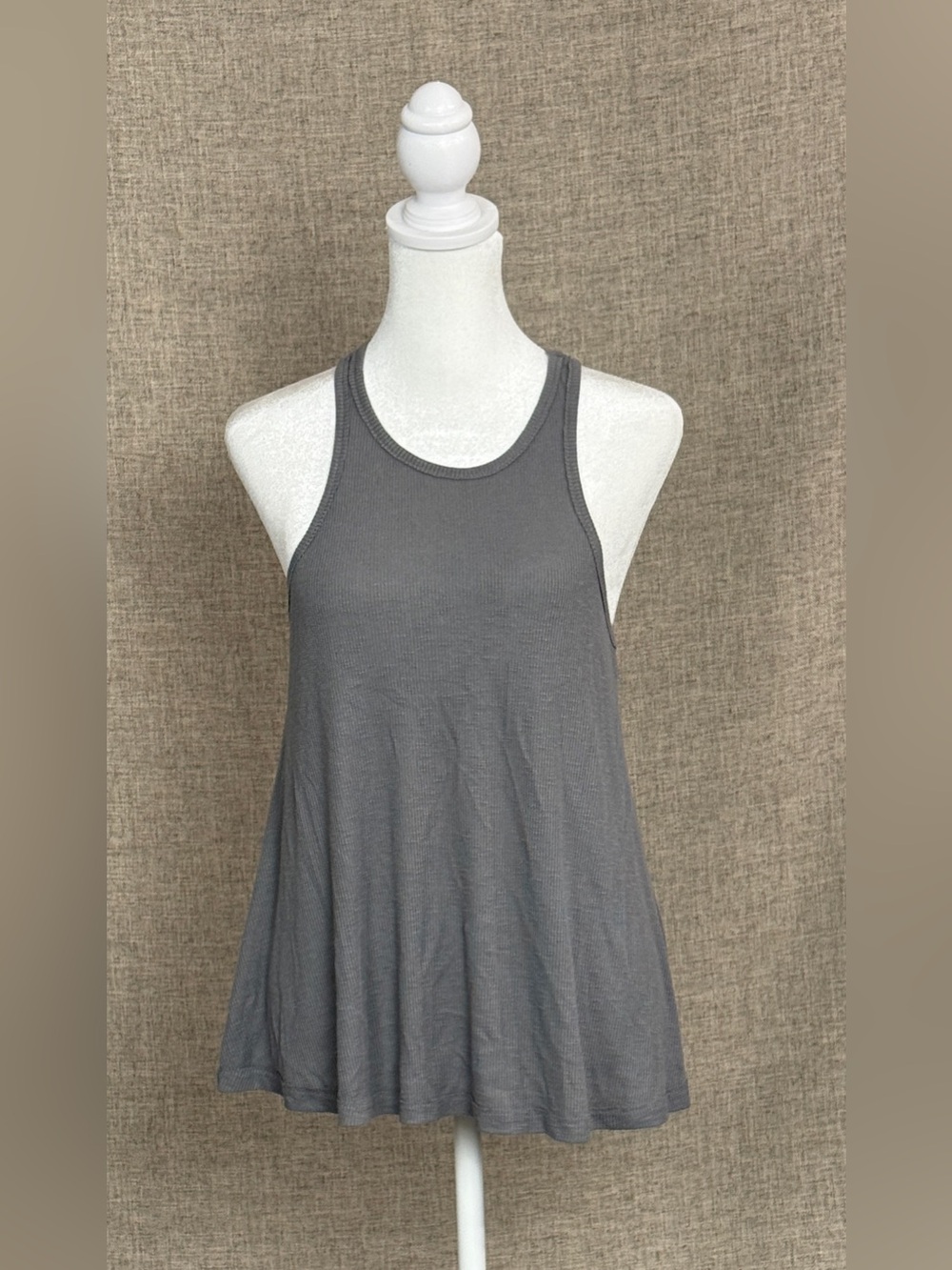 Free People Charcoal Gray Ribbed Racerback Tank